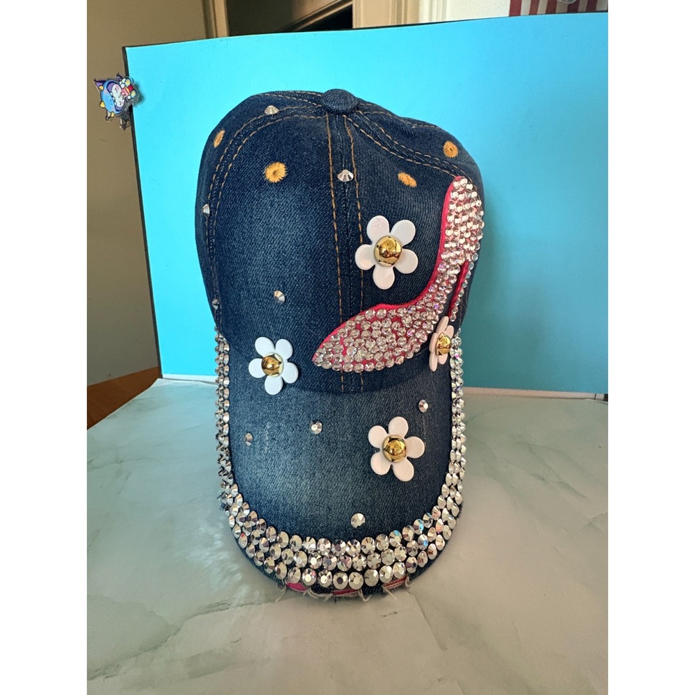 NEW‎ Denim Women's Baseball Cap, bedazzled, distressed